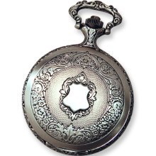 JD Manoir Shield Silver-tone Brass White Dial Quartz Pocket Watch