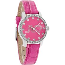 Jlo Ladies Pink Dial Crystal Pink Leather Band Quartz Watch J2-1005PKPK