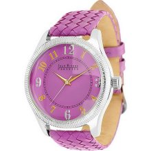 Joan Rivers Coin Edge Woven Leather Strap Watch - Purple - One Size