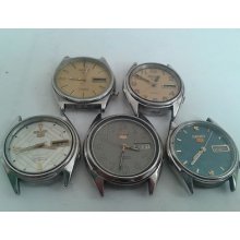 Job Lot 5 Vintage Seiko Automatic Watches Made In Japan -spare Or Repair