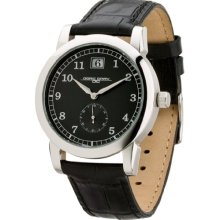 Jorg Gray Unisex Quartz Watch With Black Dial Analogue Display And Black Leather Strap Jg1520