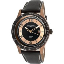 Jorg Gray Watches Men's Rose Gold Tone and Black Dial Black Genuine Le