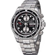 Kadloo Mens Vintage Trophy Black Dial Chronograph Automatic Watch 86230bk