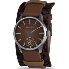 Kahuna Ladies' Brown Patterned Cuff Leather Strap Round Brown Dial KLS-0245L Watch