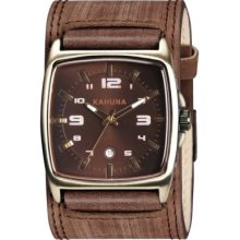 Kahuna Men's Quartz Watch With Brown Dial Analogue Display And Brown Leather Cuff Kuc-0034G
