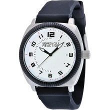 Kenneth Cole Mens Reaction XL Analog Stainless Watch - Black Rubber Strap - White Dial - RK1273