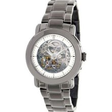 Kenneth Cole Ny Womens Automatic Skeleton Dial Gunmetal Ip Stainless Steel Watch