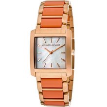 Kenneth Jay Lane Watch 1615 Women's White Mop Dial Rose Gold Tone Ip Stainless