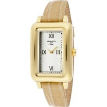 Kenneth Jay Lane Watches Women's White Textured Dial Beige Genuine Lea