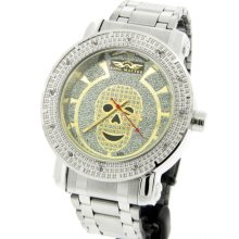 King Master Stainless Steel Case Gold Dial Diamond Men's Watch KM-44