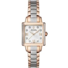 Ladies Bulova Accutron Masella Rose Gold Tone & Stainless Diamond Watch 65r141