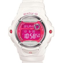 Ladies' Casio Baby-G Digital Gloss White Pink Dial Watch