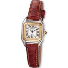 Ladies Charles Hubert Leather Band White Dial Retro Watch