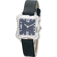 Ladies Charles Hubert Leather Band Black Dial Watch No. 6735-B