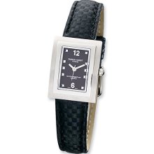 Ladies Charles Hubert Leather Band Black Dial Watch No. 6651-B