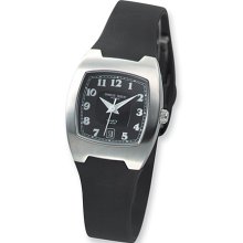 Ladies Charles Hubert Rubber Band Black Dial Watch No. 6693-B