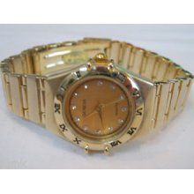 Ladies Geneva Watch, Goldtone Dial Roman Numeral Bezel