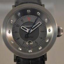 Ladies Kronotype Automatic Diamond Titanium & Leather Swiss Made Watch