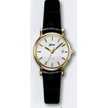 Ladies Quartzline Strap Gold Watch W/ Slash Marking & Longer Strap