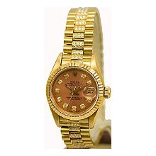 Ladies Rolex President 2ct/Salmon Diamond Dial/Yellow Gold - Preowned
