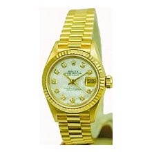 Ladies Rolex President Yellow Gold Preowned Watch - White Dial/Fluted