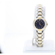 Ladies Seiko Quartz Sxgn50 Two Tone Dark Blue Dial Diamond Accented Watch 6.25