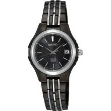 Ladies' Seiko Solar Black Ion-Plated Stainless Steel Watch