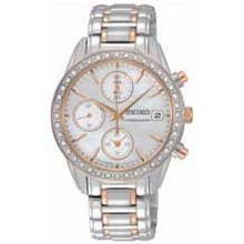 Ladies' Seiko Swarovski Crystal Chronograph Watch with Mother-of-Pearl Dial (Model: SNDY18) seiko