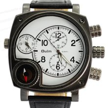 Large Face Quartz Men Military Army Outdoor Sport Wrist Watch Black Leather