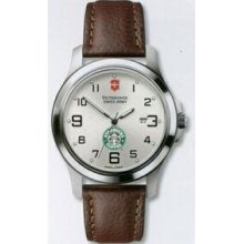 Large Silver Dial Garrison Elegance Watch With Brown Leather Strap