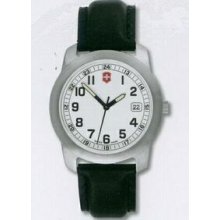 Large White Dial Field Watch W/ Black Leather Strap