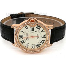 Leather Analog Simple Diamond Quartz Wrist Watch Ladies Women's Girl Gifts