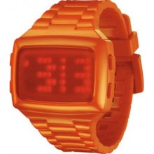 LED-OE-STP LED Unisex Digital Orange Dial And Pu Strap Watch