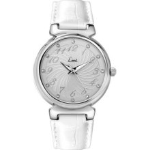 Limit Bella Silver Dial White Leather Strap Ladies Watch 6934