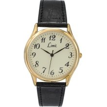 Limit Mens Easy Read Luminous Dial Black Leather Strap Watch 5343