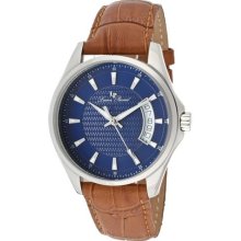 Lucien Piccard Watches Men's Excalibur Blue Dial Brown Genuine Leather