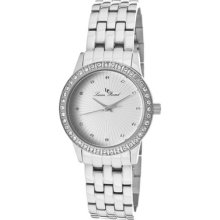 Lucien Piccard Women's Monte Velan White Austrian Crystal Silver Textu