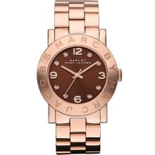MARC by Marc Jacobs 'Amy' Crystal Bracelet Watch Brown/ Rosegold