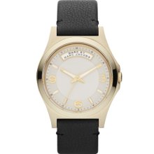 MARC by Marc Jacobs 'Baby Dave' Leather Strap Watch, 40mm Black/ Gold