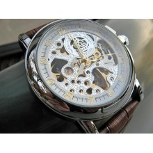 Mechanical Luxury Wrist Watch with Genuine Brown Leather Wristband - Automatic - Victorian Steampunk Era - Groomsmen - Watch - Item MWA57