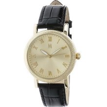 Melania Times Square Coin Edge Leather Strap Watch - Goldtone - One Size