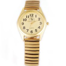 Men Lady Classic Golden Bracelet Analog Round Quartz Steel Wrist Watch Gbh