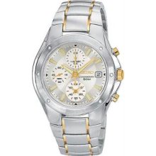 Menandamp;apos;s Two Tone Stainless Steel Chronograph Silver Dial - Watch