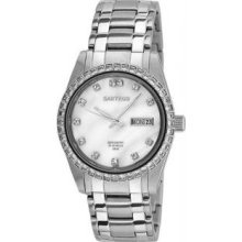 Menandapos;s Stainless Steel Automatic Dress Watch Mother of Pearl Dial