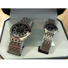 Mens & Womens Silver Tone Geneva Watches In Box - Batteries Included