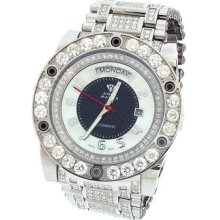 Mens Aqua Master Automatic Black Dial 12.30ct White Diamond Band Watch W119-2