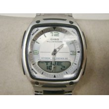 Mens Casio Illuminator Quartz Watch Digital White Dial Aw-81 Light World Time