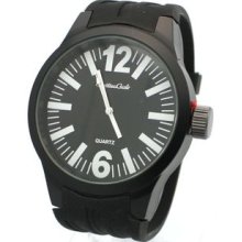Mens Casual Silicone Band Watch Big Dial Round Designer's Fashion
