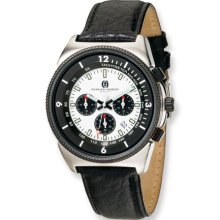 Mens Charles Hubert Black Leather Band Chronograph Watch