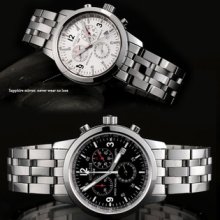 Men's Chronograph Sports Watch Stainles HANDLOVE Leather Black or
